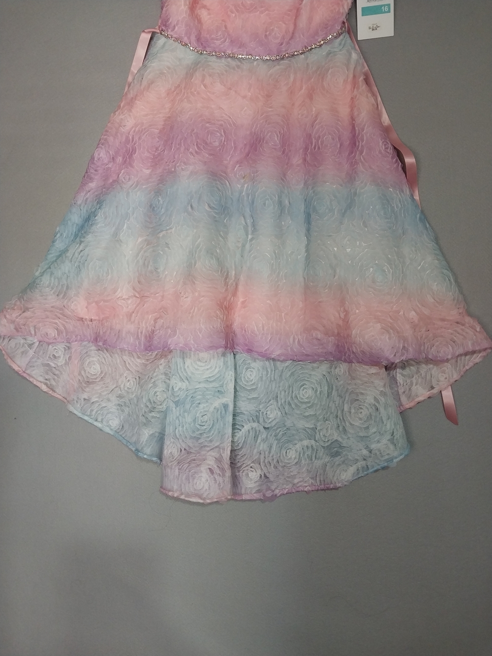 Rare Editions Pink Lavender Blue Textured Dress with Jewel Belt - Picture 5 of 14